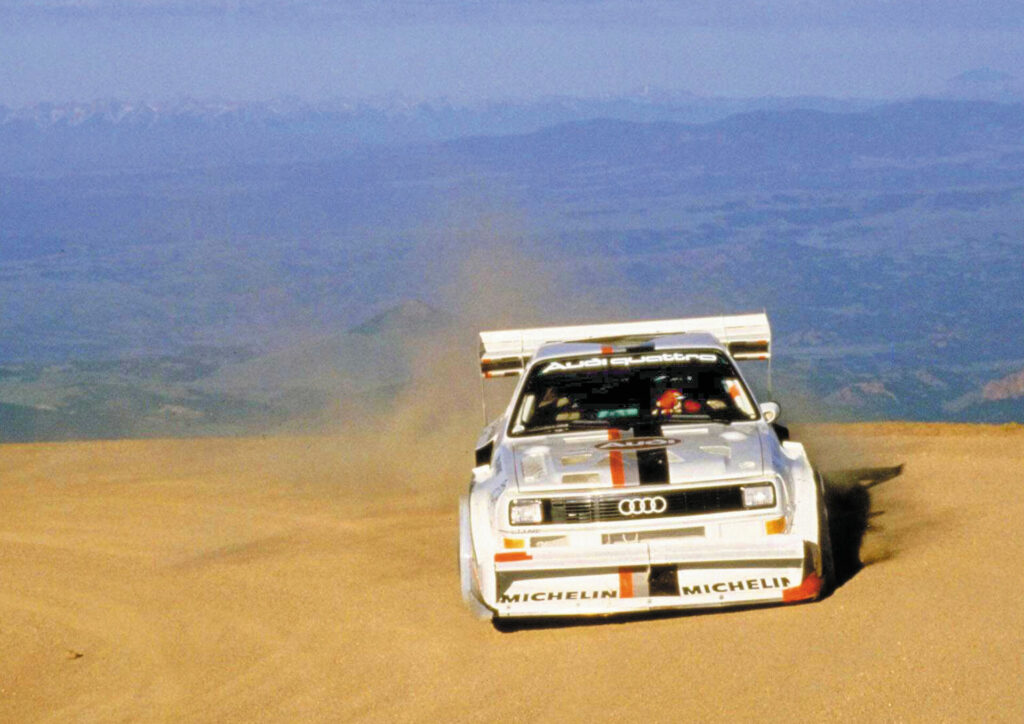 The original Audi Sport quattro S1 Pikes Peak, in which Walter Röhrl conquered the mountain of that name in the US state of Colorado in 1987, will be on show at two events attended by Audi Tradition in 2003: the Techno Classica in Essen, and the centenary of the Automobile Club of Munich.